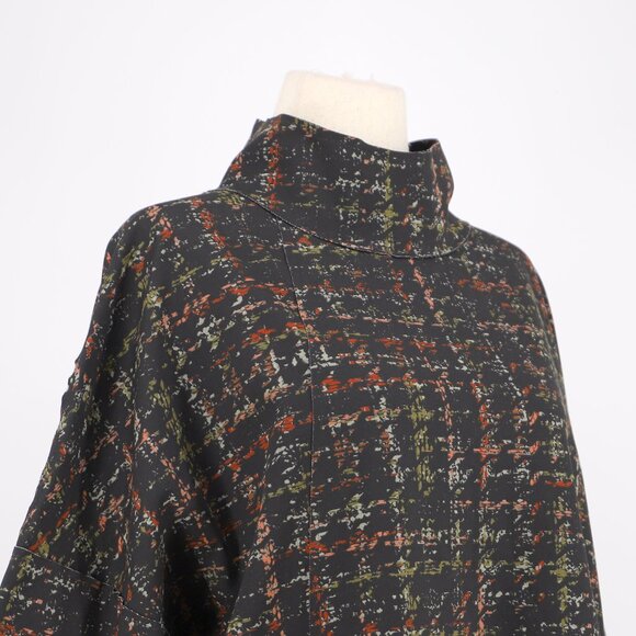 NWT KOZAN Overlapping Asymmetric Hem Mock Neck Abstract Tunic Top Size L - Picture 3 of 10